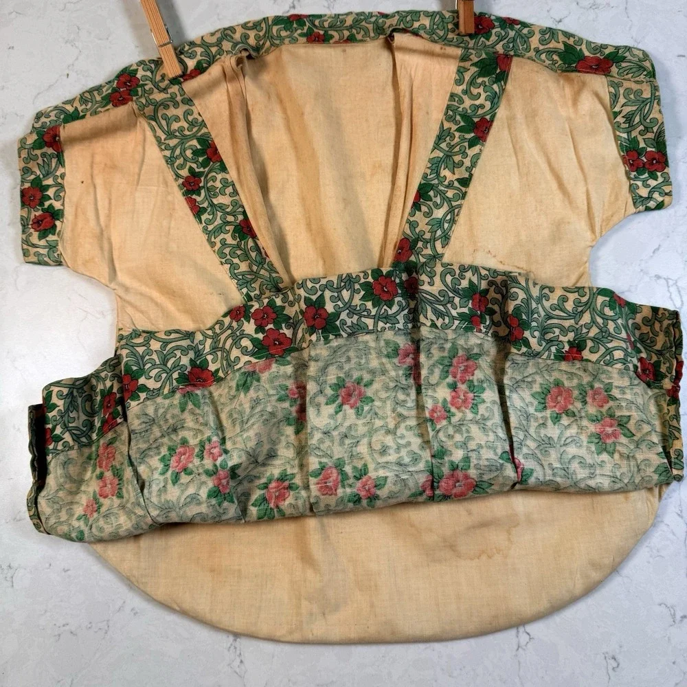 VTG Clothes Line Clothes Pin Holder Bag Hand Made 1960's Floral Dress Laundry